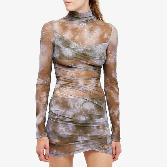 ISO 🚨 OFF-WHITE Tie Dye Tulle Twist Mini Dress in Military Lilac - Picture 1 of 1